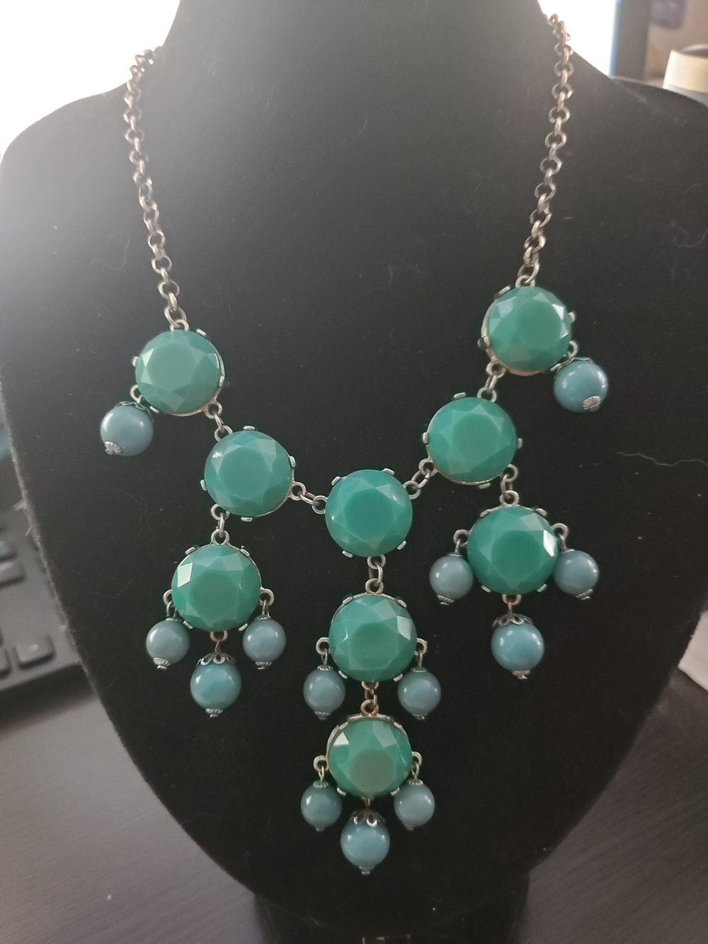 Teal Green Multi-Drop Statement Necklace - Women Jewelry